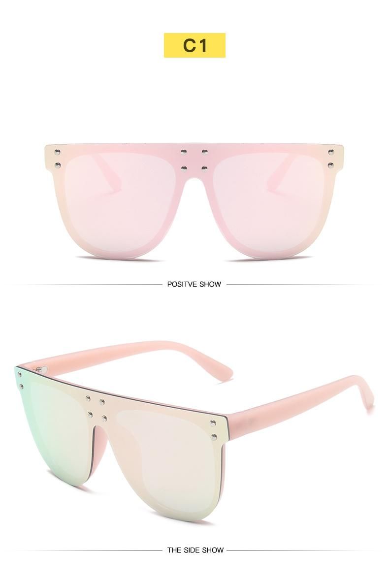One-Piece Big Frame Sunglasses Fashion Rivet Colorful Mercury Sunglasses