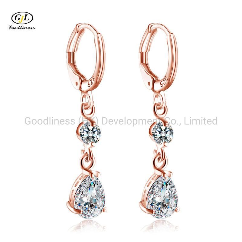 New Fashion Water Drop-Shaped Ear Pendant Pop Zircon Earring