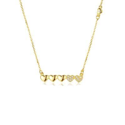 Simple Heart Microstructed Zircon 925 Sterling Silver Necklace