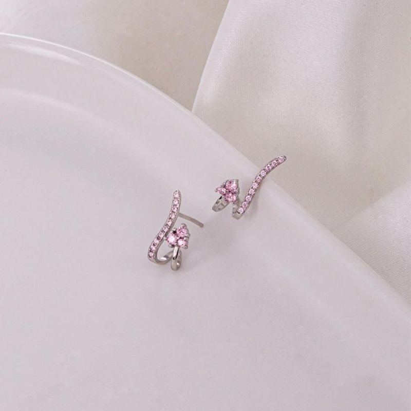 Real 925 Sterling Silver Earring Heart Multi-Layer Zircon Stud Earrings for Women Sweet Temperament Jewelry Gift