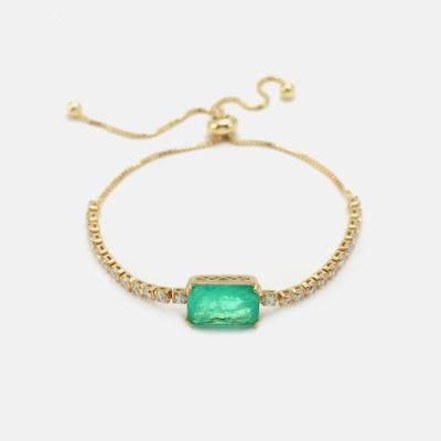 Simple Wholesale Adjustable One Stone Zircon Fashion Chain Bracelet