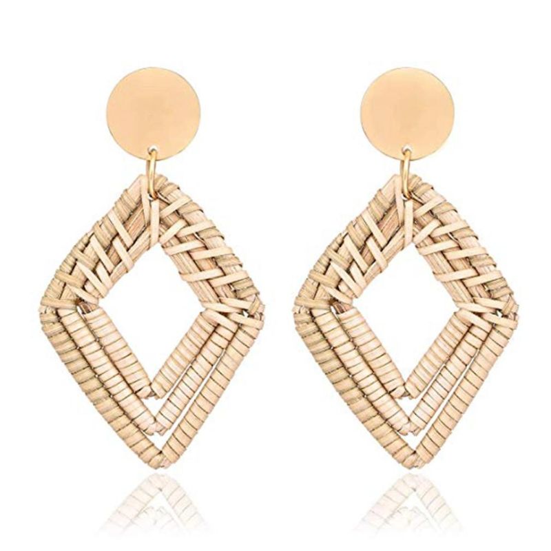 National Style Vintage Hand-Made Geometry Vine Beach Style Hoop Earrings