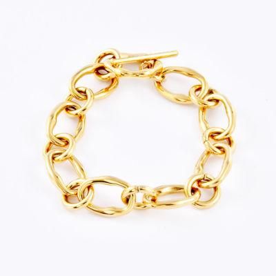 Fashion Jewelry Accessories Gold Plated Bold Link Chain Jewellery Bracelet Ot Casp