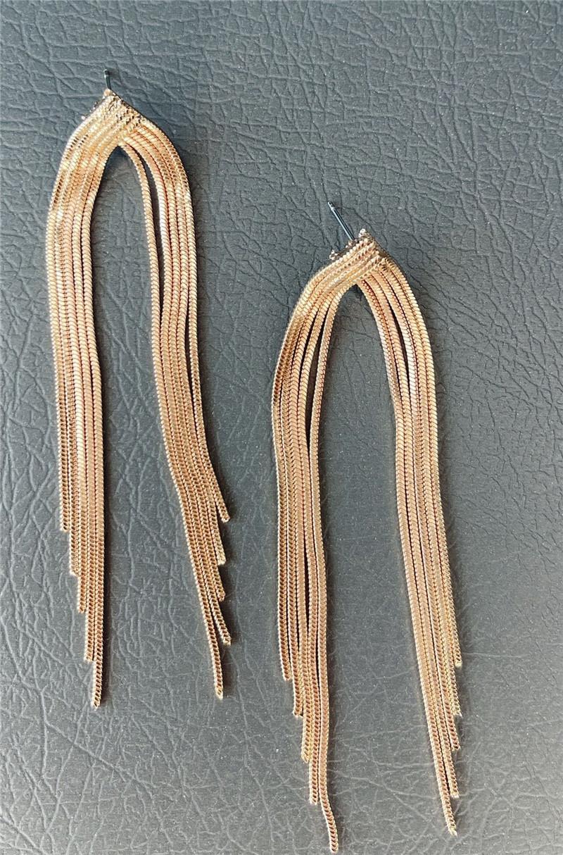 Fashion Jewelry Flat Snake Chain Tassel Stud Earrings for Gold Plated Women Fashion Accessories