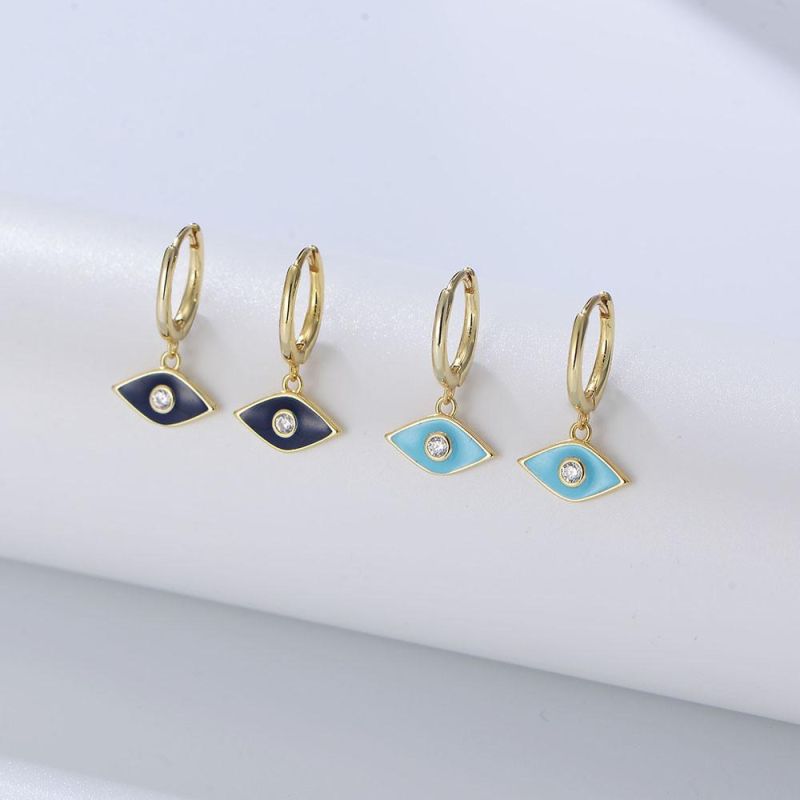 High Quality Jewelry 925 Silver Enamel Dainty Cute Eye Minimal Earring for Girl