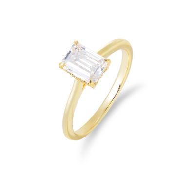 2022 Fashion Jewelry Engagement Solitare CZ Rings Baguette Cut Couple Ring