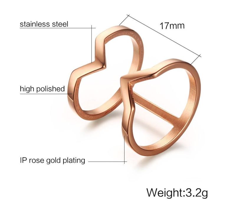 Personal Fashion Double Ring for Women in Gold. Roes-Gold