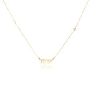 Gold Plated Stainless Steel Olive Tree Branch Leaf Chain Olive Leaf Pendant Necklace