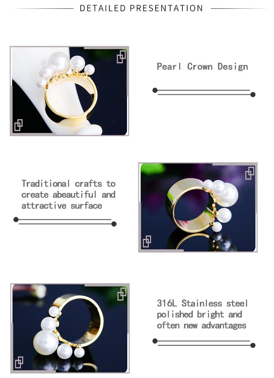Foreign Trade Hot-Selling Fashion Pearl Crown Ring