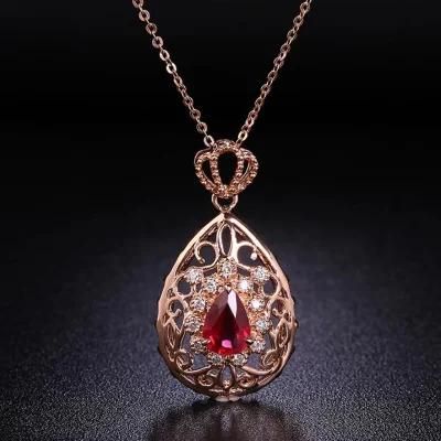 Wholesale High Quality Design Ruby Pendant Jewelry Sterling 925 Silver Necklace for Woman