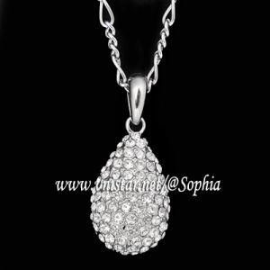 Antique Silver Plated Tear Drop Necklace (VSN065-1)