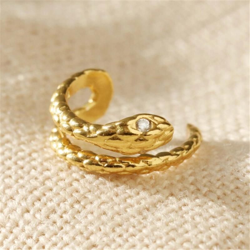 Tiny 18K Gold Plated Sterling Silver Snake Ear Cuff Custom Fashion Clip Snake Earrings