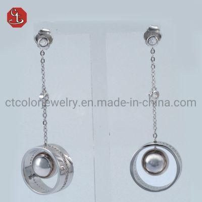 2021 Fashion Women Silver Jewelry Ball Round Charm Dangle Earrings