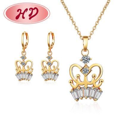 Factory Direct 18K Gold Plated Zircon Necklace Jewelry Set