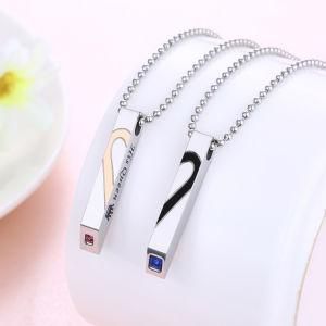Gold-Plated Stainless Steel Diamond Love Heart Stitching Pendant Necklace