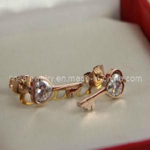 Key Design Stainless Steel Earring with Crystal (SE001)