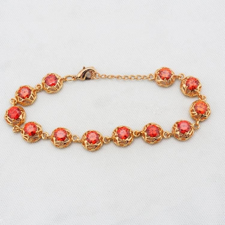 18K Gold Jewelry Fashion Red Diamond Micro Setting Bracelets