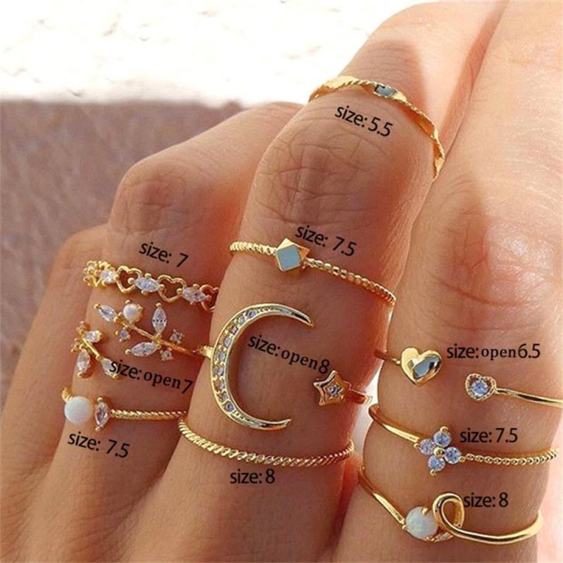 Bohemian Knuckle Cocktail Rings Fashion Jewelry Gold Chain Rings Set