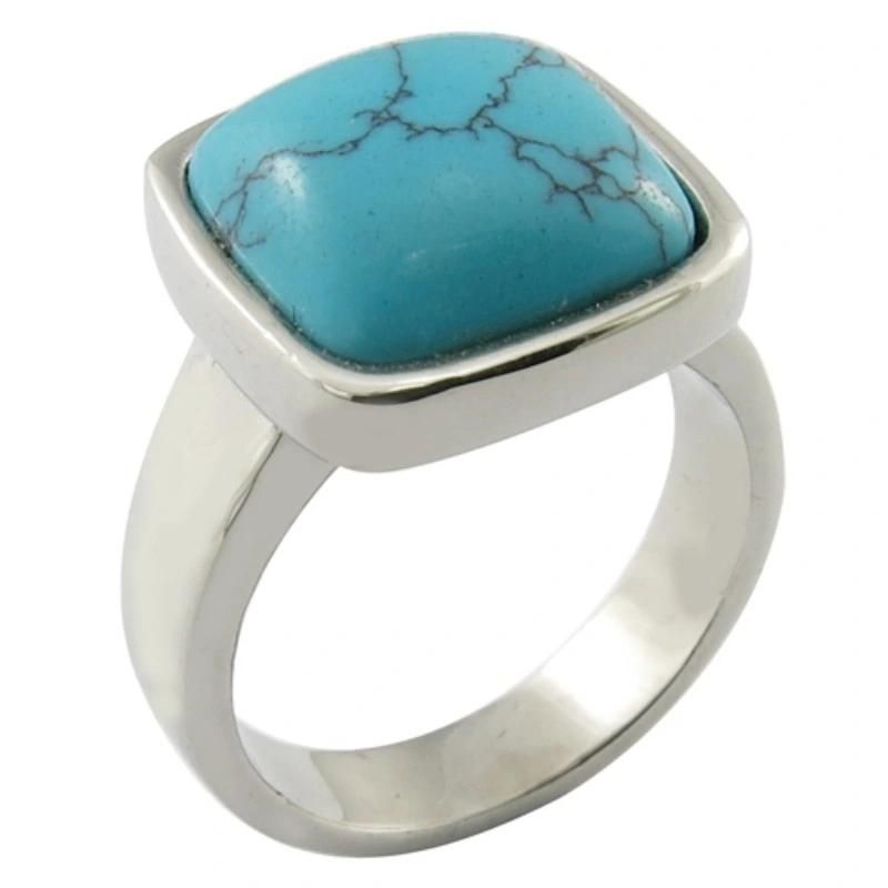 Oval White Stone Mens Ring Steel Jewellery