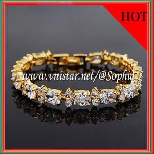 Fashion Clear Cubic Zirconia Gold Plated Bangle