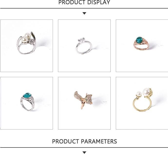 Wholesale Fashion Jewelry Gold Ring with Blue Rhinestone