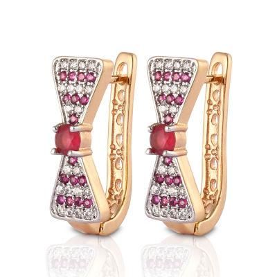 Fashion Women 14K 18K Gold Plated Costume Imitation Jewelry with CZ Pearl Huggie Hoop Earring