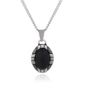 Stainless Steel Oval Pendant Necklace