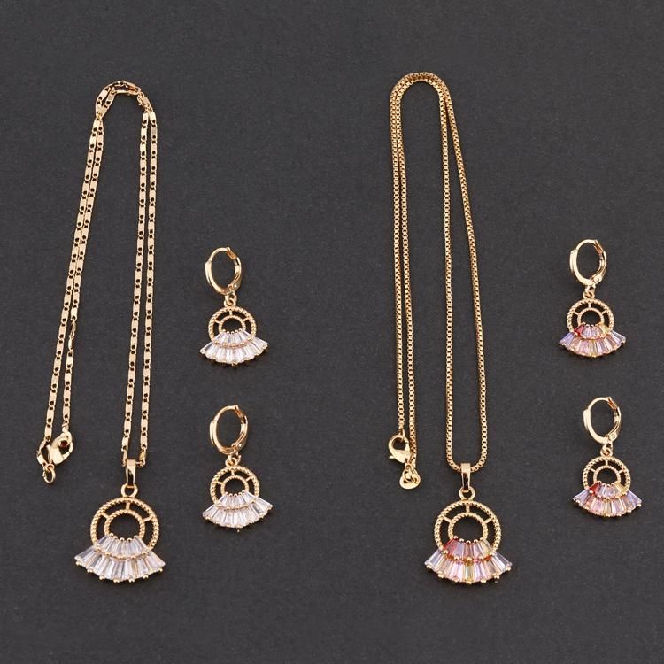 Fashion Women 18K Gold Plated Alloy Crystal Silver Jewelry Sets Chain Pendant Necklace