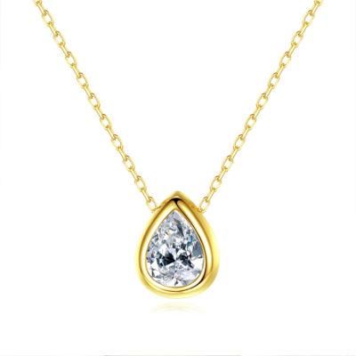 Whole Cubic Zircons on Silver Water Droplets Pendant Necklace