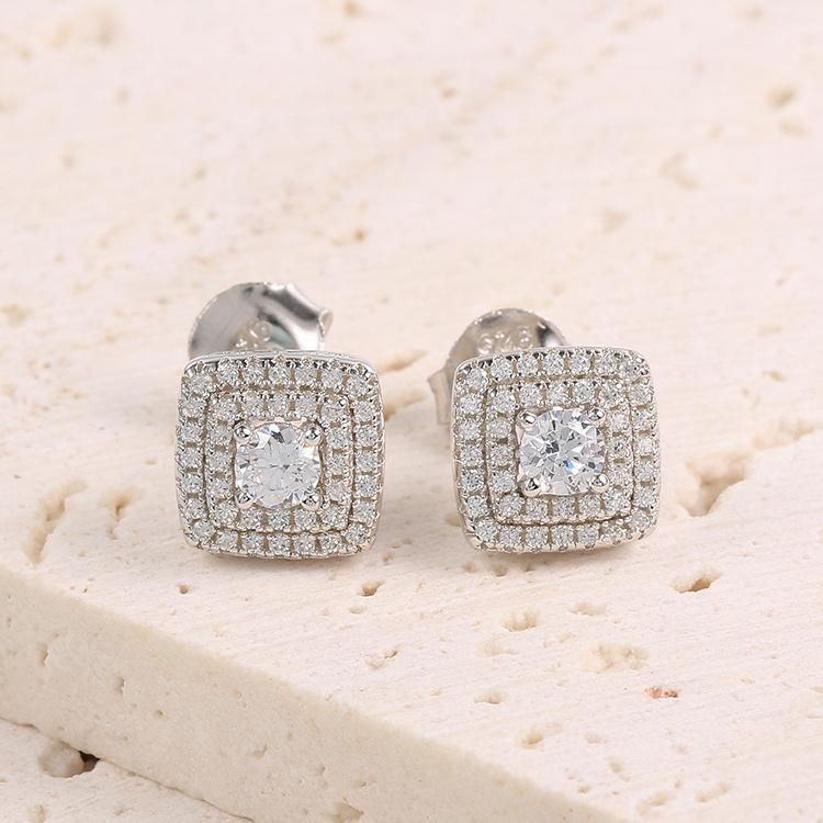 925 Silver Shining Cubic Zirconia Moissanite Lab Diamond Fashion Jewelry Factory Wholesale Handmade Fashion Accessories Jewellery Fine Earrings
