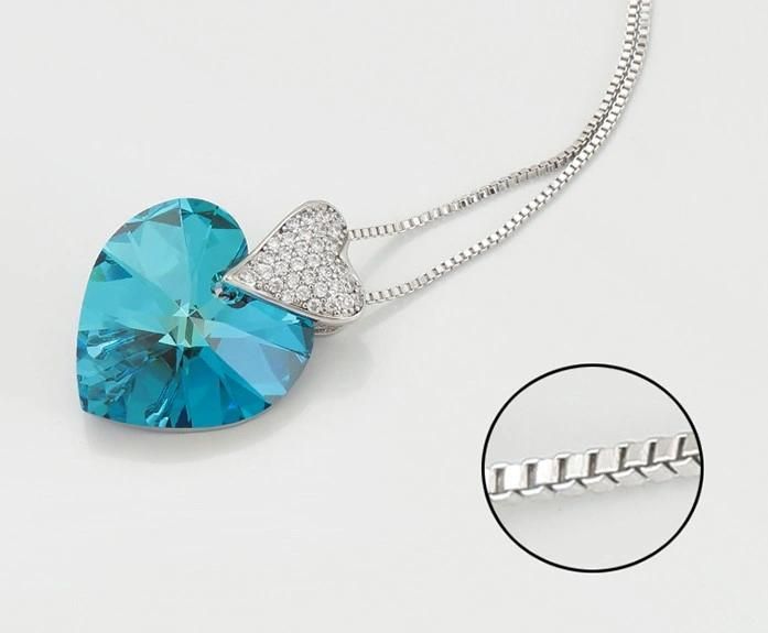 Jewelry Customized Dream Blue Romantic Heart-Shaped Unique Design Women′ S Necklace