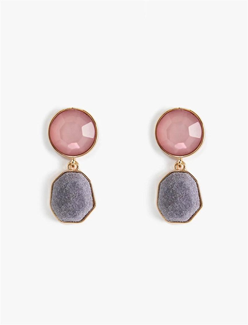 Gemstone Drop Earring with Octagonal Velvet Organic Pendant Stone Earring for Women Fashion Accessories and Jewelry