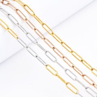 Wholesales 18K Gold Plated Stainless Steel Long Flat Cable Chains Jewellery Accessories Fashion Jewelry Anklet Bracelet Necklace