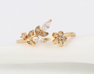 Fashion Jewelry Gold Plated 18K Anime Engagement Flower Open Rings