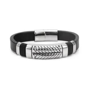 High Quality Hot Selling Elegant Stainless Steel Buckle Wrap Bracelet Men Handmade Braided Leather Bracelet