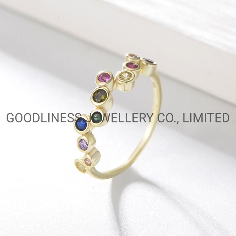 925 Sterling Silver Women Multi-Color CZ Fine Jewelry Rings