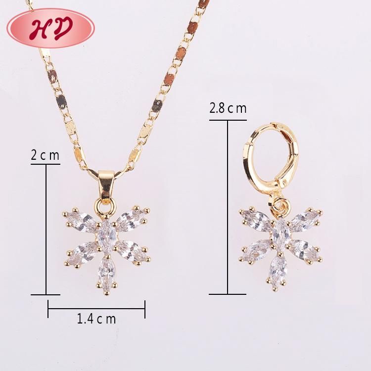 Fashion Wedding Silver Alloy Gold Plated Ring Necklace Earring Jewelry Set with Crystal CZ Pearl