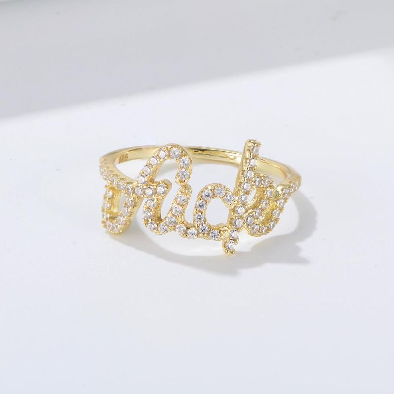 Fashion English Letter Filling Zircon Nice Design Ring