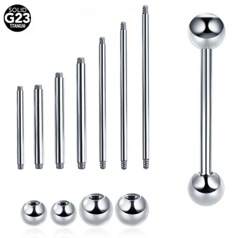 G23 Titanium External Thread Titanium Ball Tongue Nail Factory Direct Selling Body Piercing Jewelry Titanium Tongue Nail Barbell Tp1901