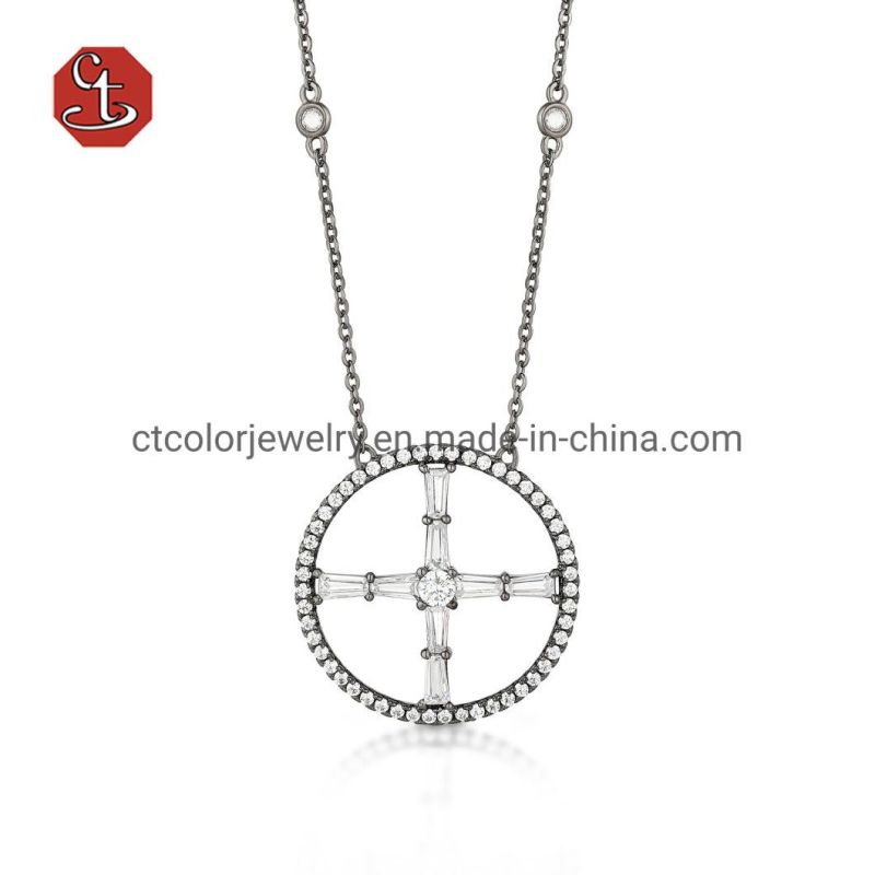 New fashion the cross White CZ Necklace Pendent in circle