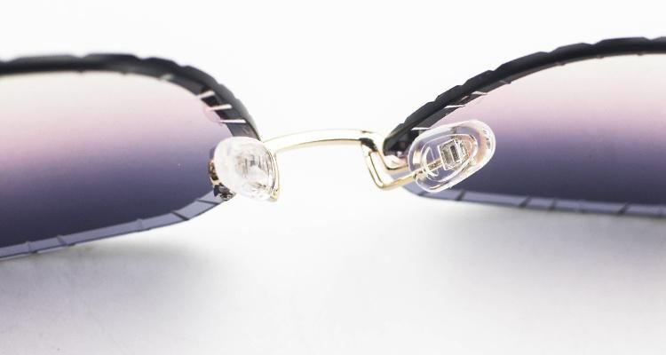 Diamond-Encrusted Rimless Metal Frames Women Sunglasses