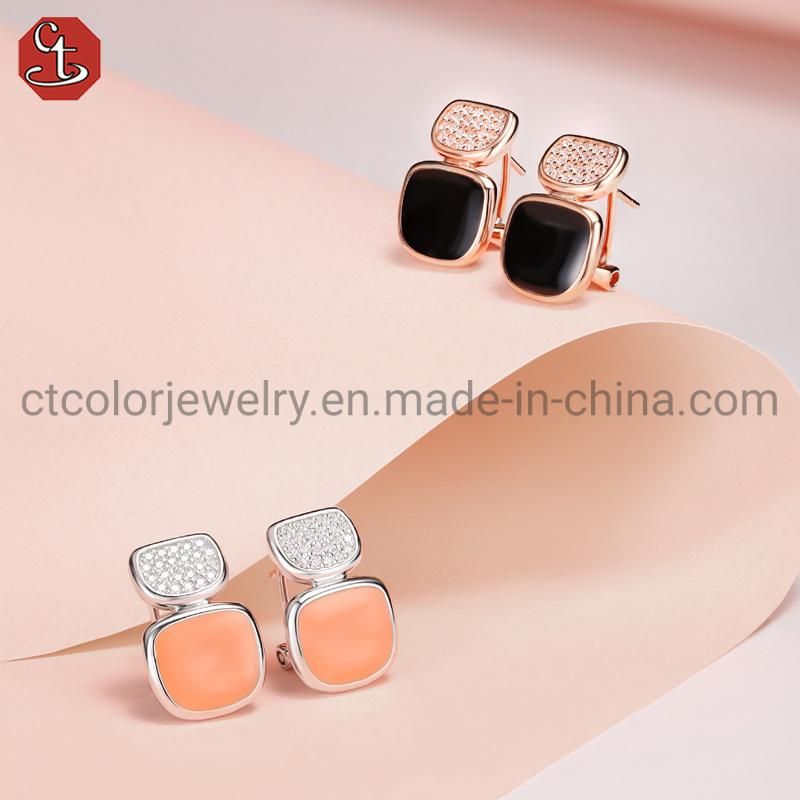 Wholesale jewellery Zirconia Shine Earrings Enamel Earring for women