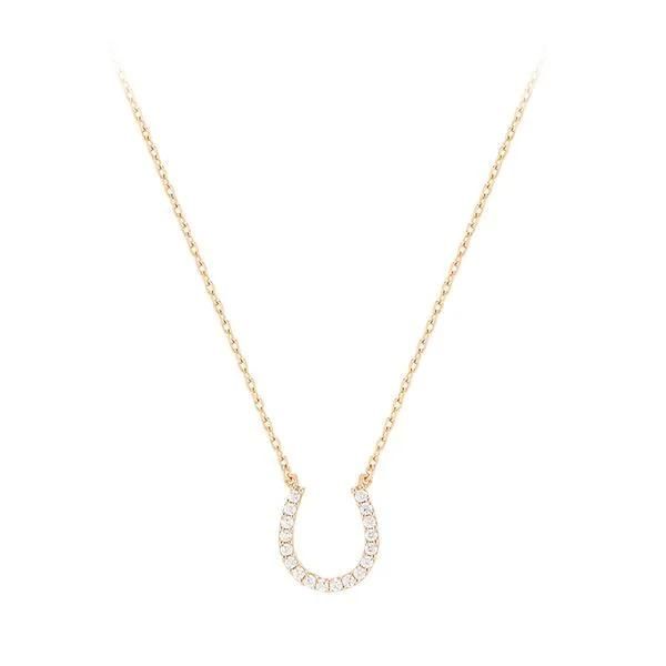 925 Sterling Silver Custom Zircon Lucky Horseshoe Necklace for Women