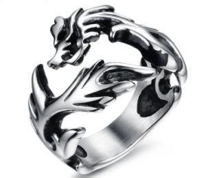 Fashion Jewelry Men&prime;s Cool Stainless Steel Gothic Wholes Dragon Body Ring for Men