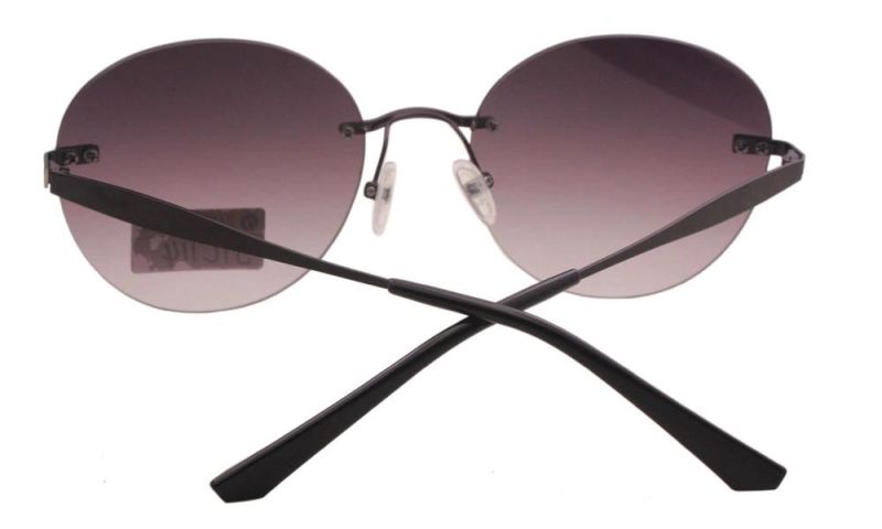 New Fashion Retro Elegant Round Frameless Luxury Metal Women Sunglasses