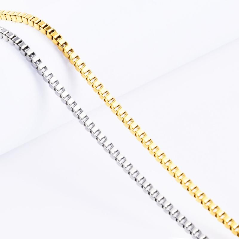 Wholesale Gold Plated Gold Silver White Rose Gold Box Link Chain Necklace Cut Meters for Men Women