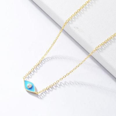 Dainty Minimalist Cubic Zirconia Enameled Eyes Necklace