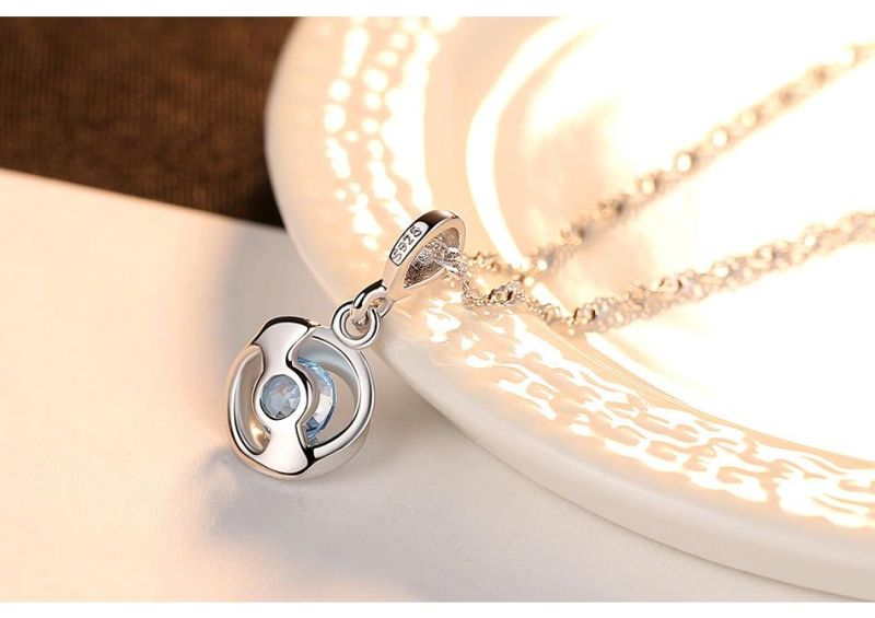 Gemstone Heart of The Sea Blue Pendant Women Accessories Necklace
