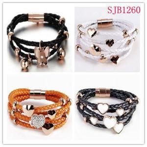 Fashion Design Leather Jewelry Stainless Steel Bracelet (SJB1260)