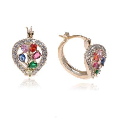 Colorful Zircon Gold Plated Fashion Women&prime; S Charm Earrings